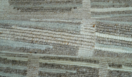 Modern Contemporary Beige And Gray Hand Knotted 2x3 Wool Area Rug