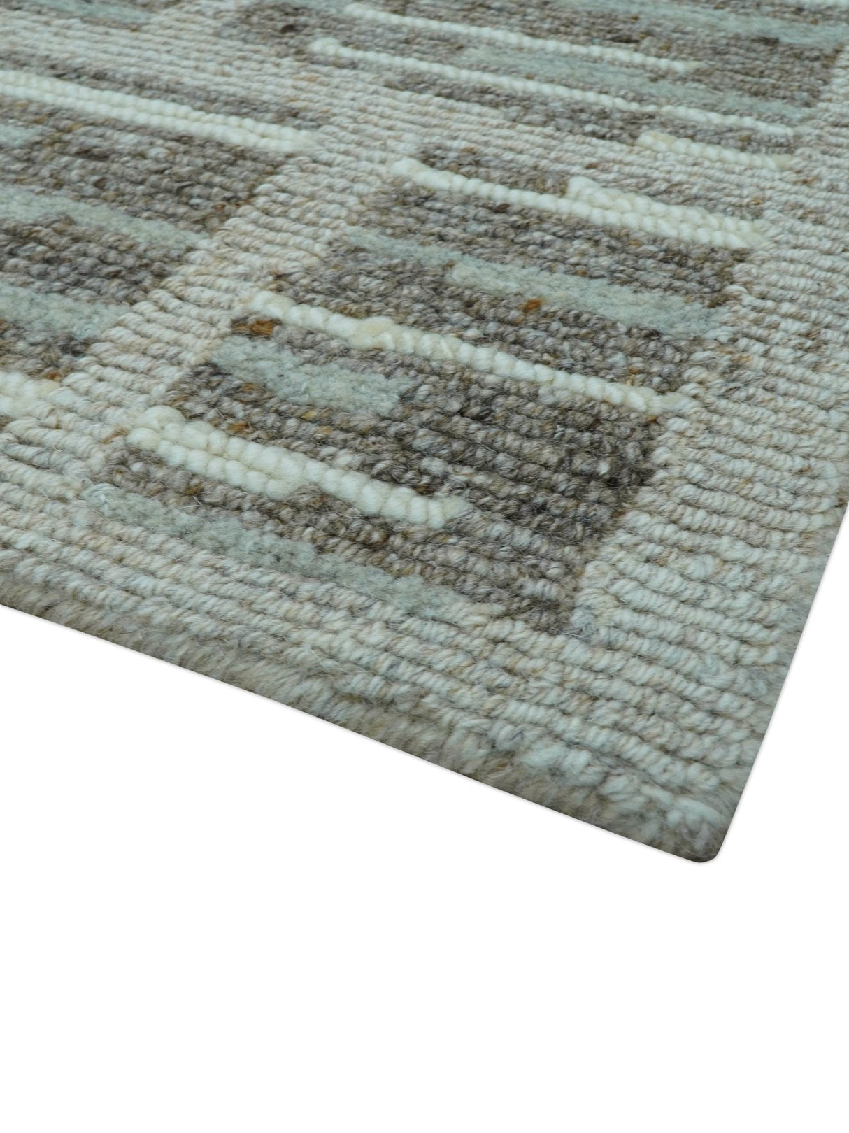 Modern Contemporary Beige And Gray Hand Knotted 2x3 Wool Area Rug