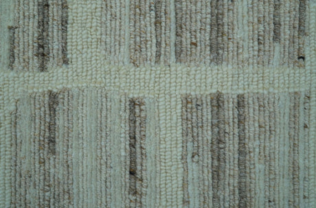 Modern Contemporary Beige Hand Knotted 2x3 Wool Area Rug