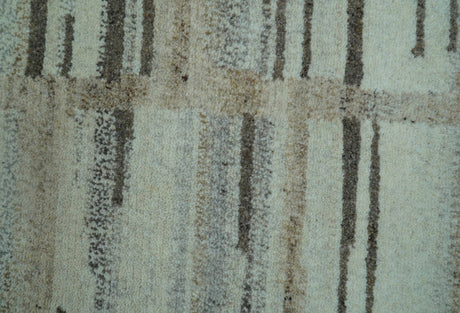 Modern Contemporary Beige Hand Knotted 2x3 Wool Area Rug