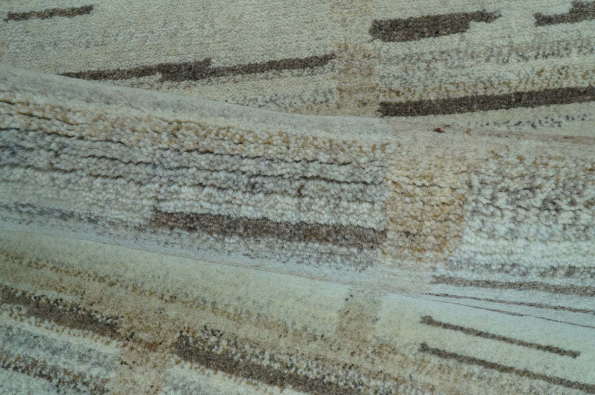 Modern Contemporary Beige Hand Knotted 2x3 Wool Area Rug