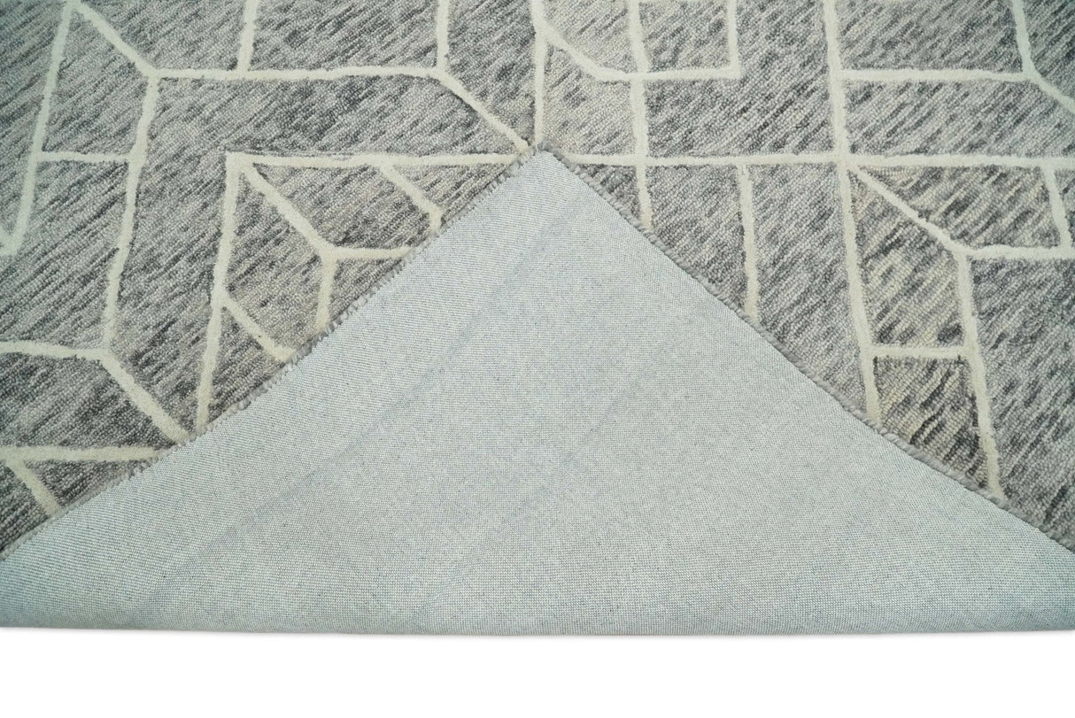 Modern Contemporary Beige Hand Tufted Wool Area Rug