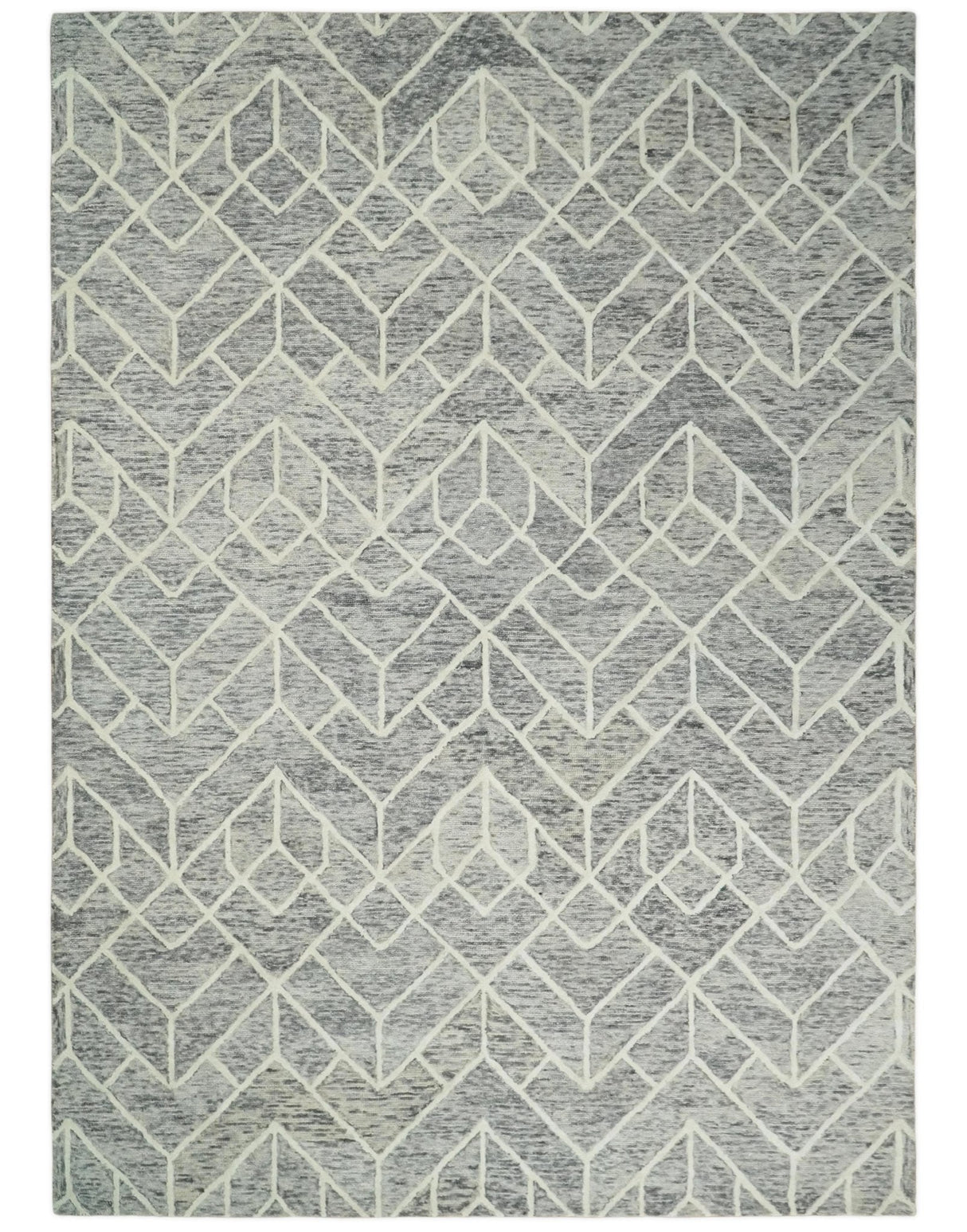 Modern Contemporary Beige Hand Tufted Wool Area Rug