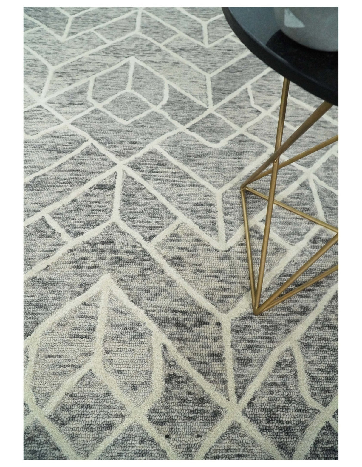 Modern Contemporary Beige Hand Tufted Wool Area Rug