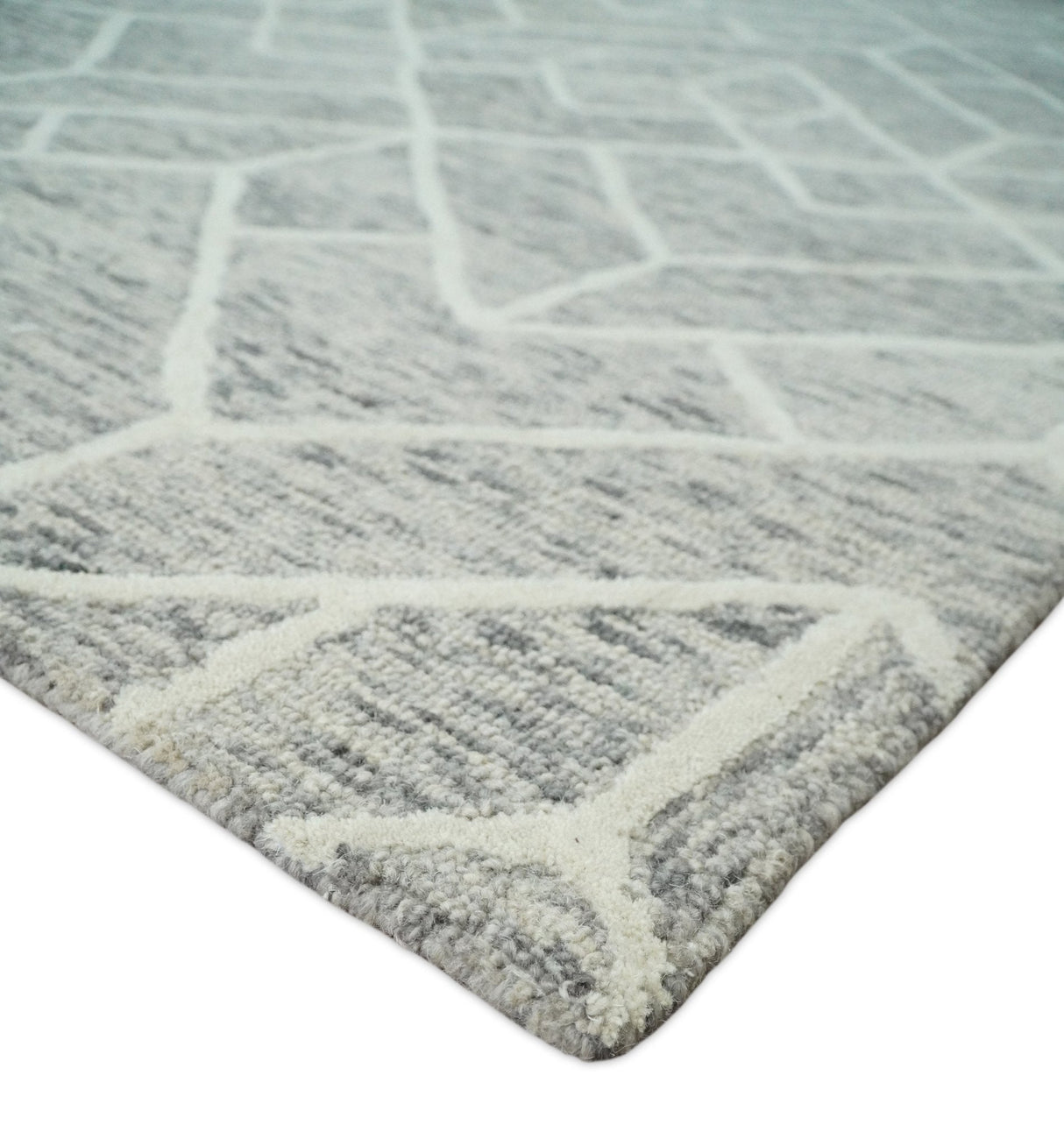 Modern Contemporary Beige Hand Tufted Wool Area Rug