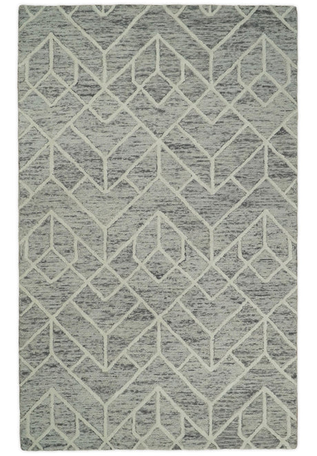 Modern Contemporary Beige Hand Tufted Wool Area Rug