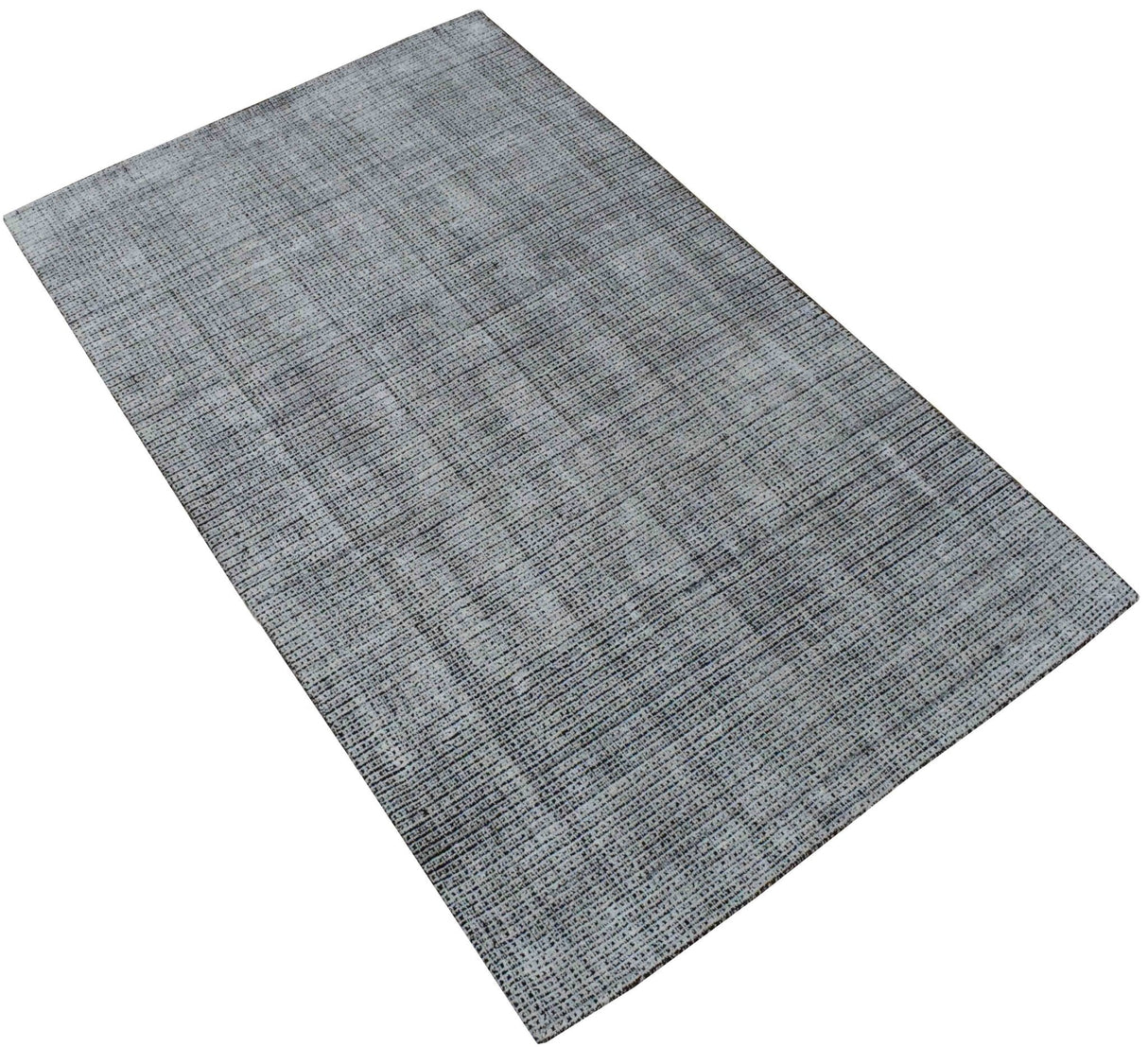 Modern Contemporary Black and White Hand Loom Wool 5x8 Area Rug