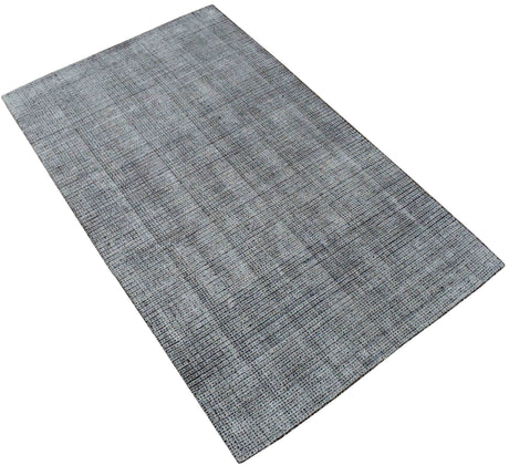 Modern Contemporary Black and White Hand Loom Wool 5x8 Area Rug