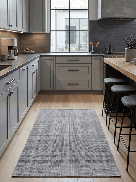 Modern Contemporary Black and White Hand Loom Wool 5x8 Area Rug
