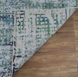 Modern Contemporary Blue and Green Hand Knotted Bamboo Silk 8x10 Area Rug