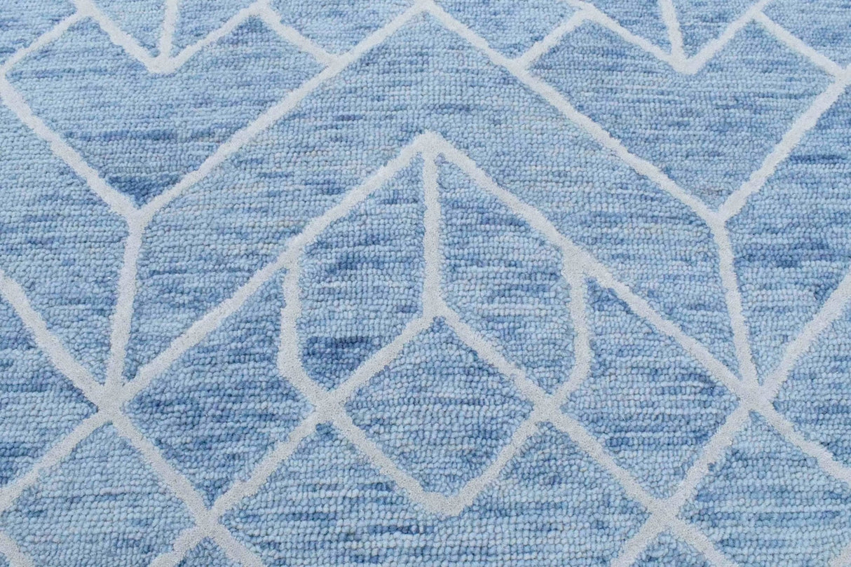 Modern Contemporary Blue Hand Tufted Wool Area rug