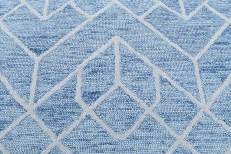 Modern Contemporary Blue Hand Tufted Wool Area rug