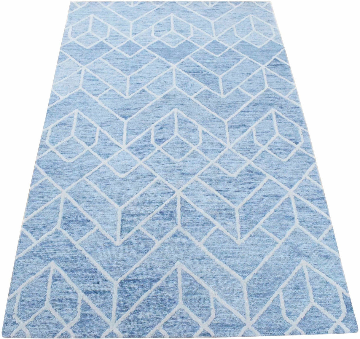 Modern Contemporary Blue Hand Tufted Wool Area rug