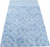 Modern Contemporary Blue Hand Tufted Wool Area rug