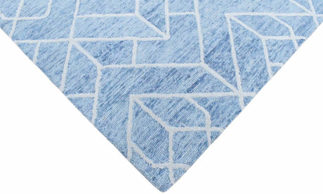 Modern Contemporary Blue Hand Tufted Wool Area rug
