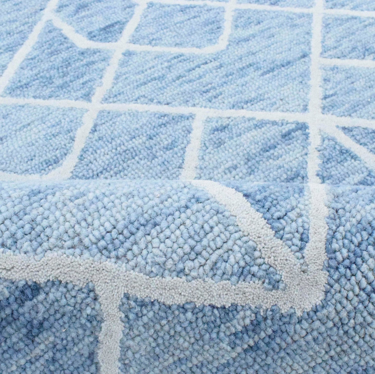 Modern Contemporary Blue Hand Tufted Wool Area rug