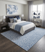 Modern Contemporary Blue Hand Tufted Wool Area rug