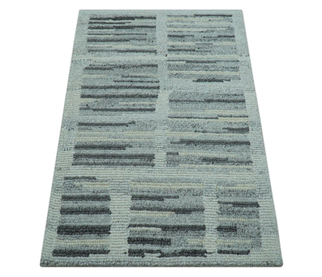 Modern Contemporary Charcoal And Gray 2x3 Wool Area Rug