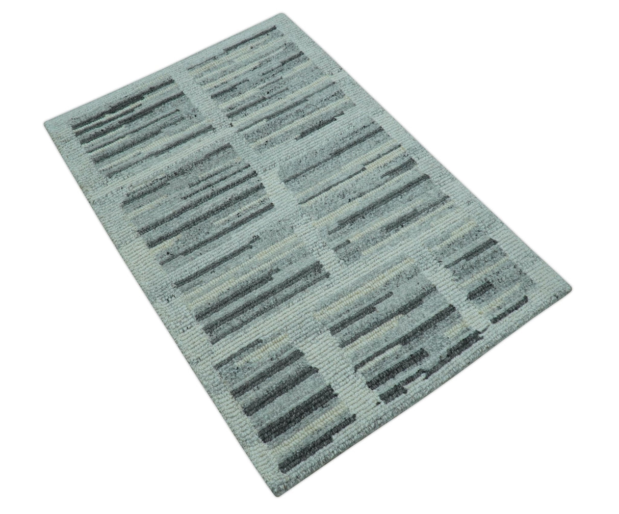 Modern Contemporary Charcoal And Gray 2x3 Wool Area Rug