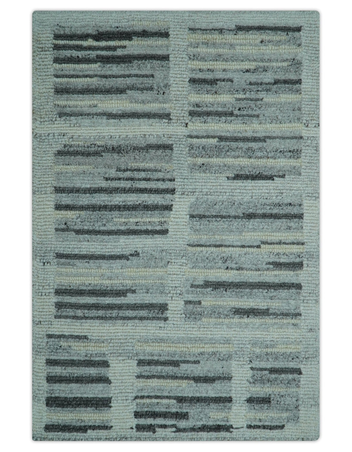 Modern Contemporary Charcoal And Gray 2x3 Wool Area Rug