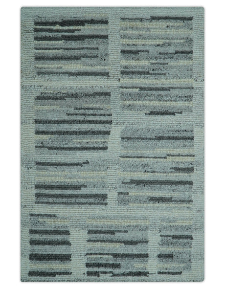 Modern Contemporary Charcoal And Gray 2x3 Wool Area Rug
