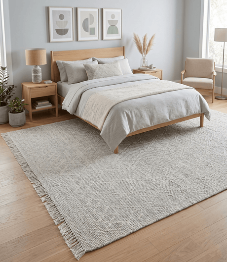 Modern Contemporary Hand Made White Wool Area Rug