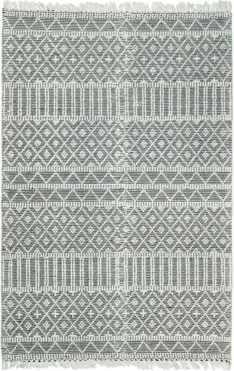 Modern Contemporary Hand Woven Black and White Wool Area Rug