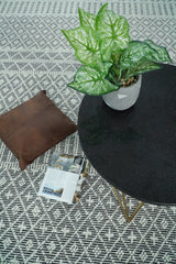 Modern Contemporary Hand Woven Black and White Wool Area Rug
