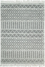 Modern Contemporary Hand Woven Black and White Wool Area Rug