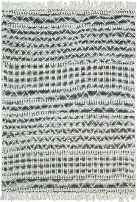 Modern Contemporary Hand Woven Black and White Wool Area Rug