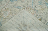 Modern Contemporary Ivory and Blue Hand Knotted Wool Rug