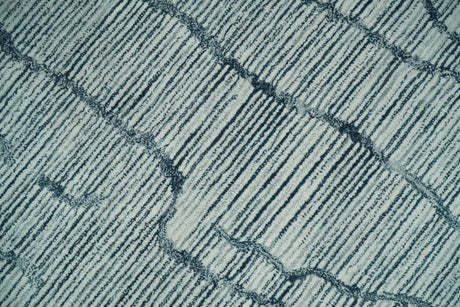 Modern Contemporary Multi Size Woolen White and Blue Hand Tufted Area Rug