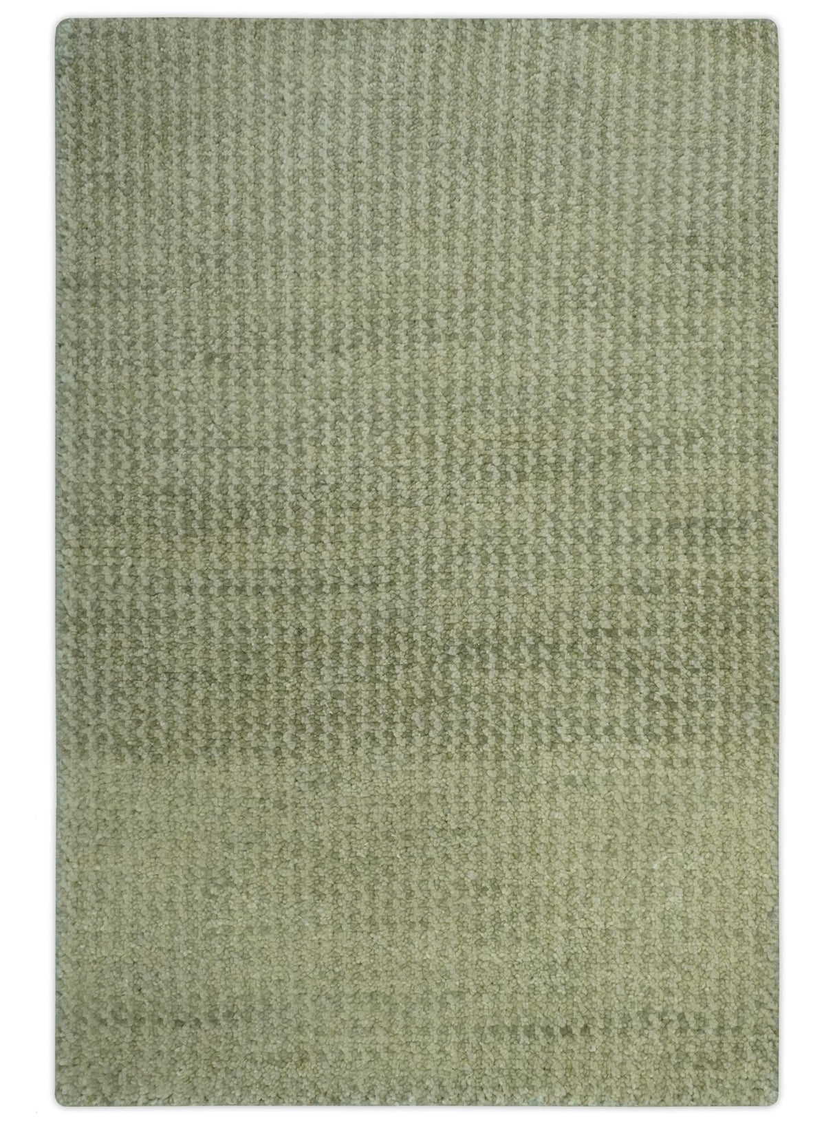 Modern Contemporary Olive, Beige and Ivory Stripes Design Custom Made wool area Rug
