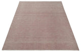 Modern Contemporary Solid Peach Hand knotted 8x10 wool Area Rug