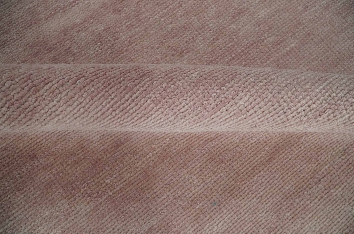 Modern Contemporary Solid Peach Hand knotted 8x10 wool Area Rug