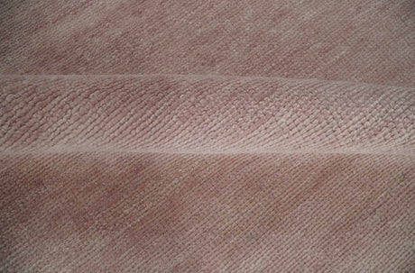 Modern Contemporary Solid Peach Hand knotted 8x10 wool Area Rug
