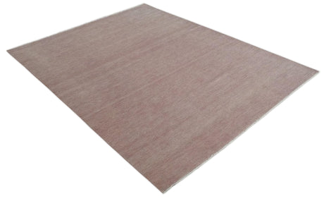 Modern Contemporary Solid Peach Hand knotted 8x10 wool Area Rug