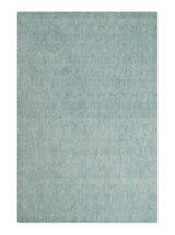 Modern Contemporary Style Teal and Ivory Hand Tufted Wool Area Rug