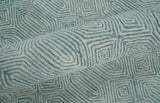 Modern Contemporary Style Teal and Ivory Hand Tufted Wool Area Rug