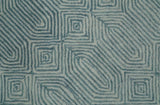 Modern Contemporary Style Teal and Ivory Hand Tufted Wool Area Rug