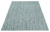 Modern Contemporary Woolen White and Blue Hand Tufted Area Rug