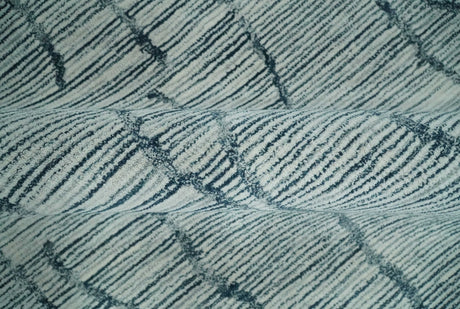 Modern Contemporary Woolen White and Blue Hand Tufted Area Rug