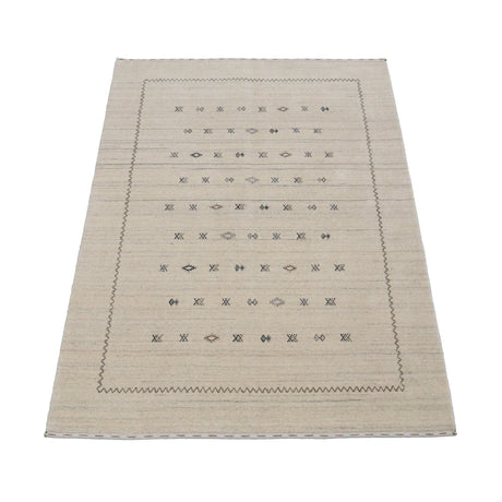 Modern Design Beige Hand Loomed Wool Area Rug