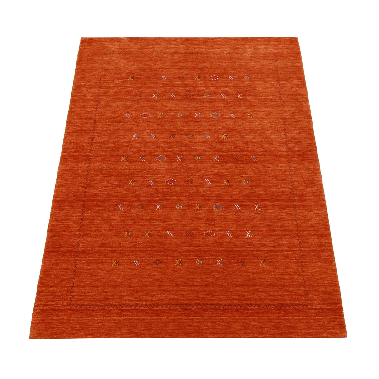 Modern Design Orange Hand Loomed Wool Area Rug