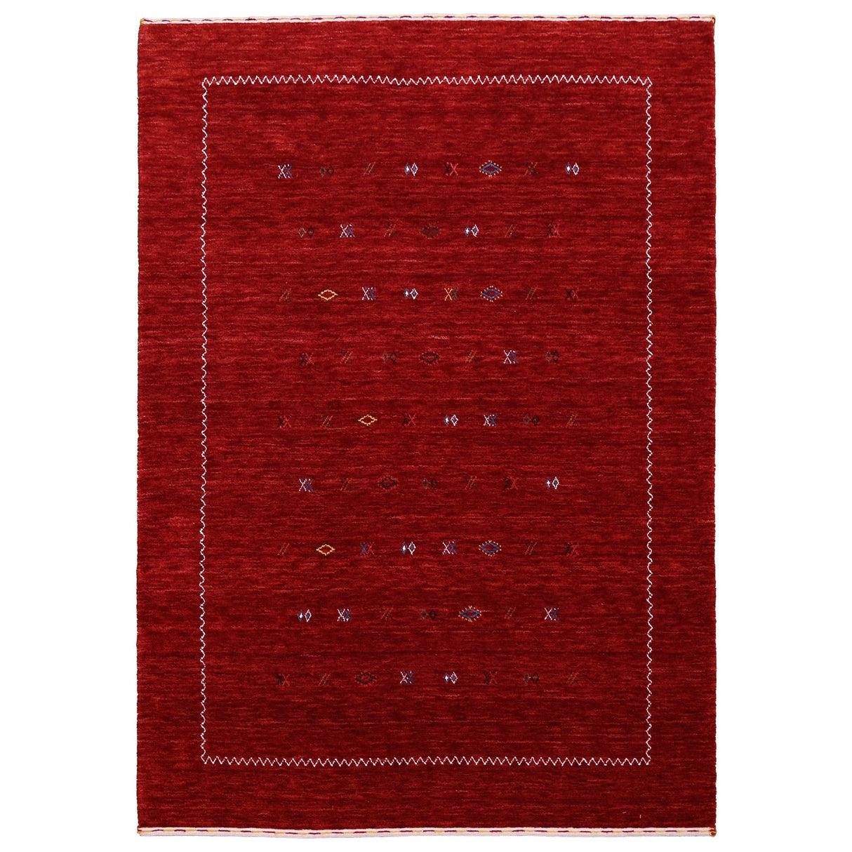 Modern Design Red Hand Loomed Wool Area Rug