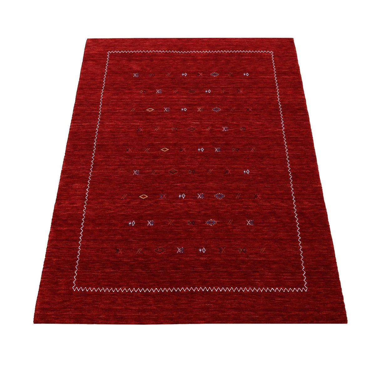 Modern Design Red Hand Loomed Wool Area Rug