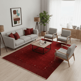 Modern Design Red Hand Loomed Wool Area Rug
