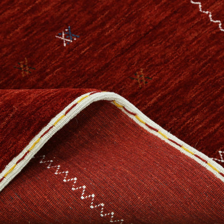 Modern Design Red Hand Loomed Wool Area Rug