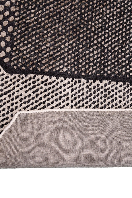 Modern Dotted Mesh Black Hand Tufted 5x8 Wool Area Rug