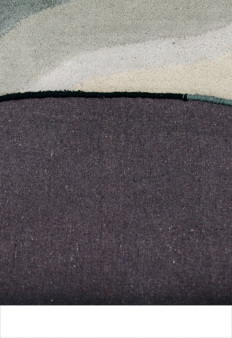 Modern Eclipse Curve Black Hand Tufted 4x6 Wool Rug